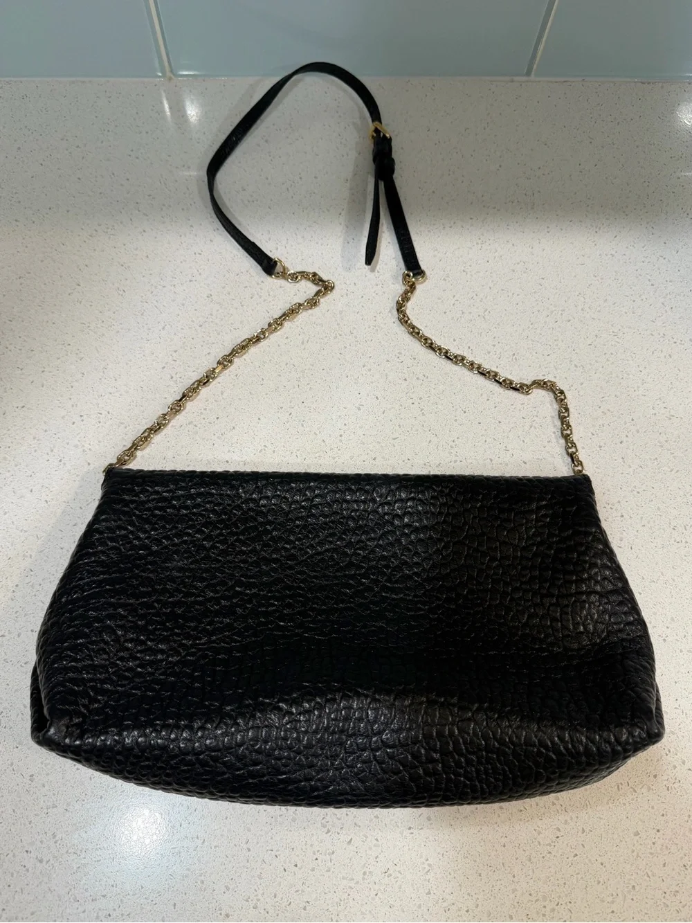Burberry Black Grained Calf Leather Shoulder Crossbody Bag